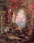 The Autumnal Woods Under the Trees by Thomas Moran